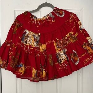 Red Western Print Skirt